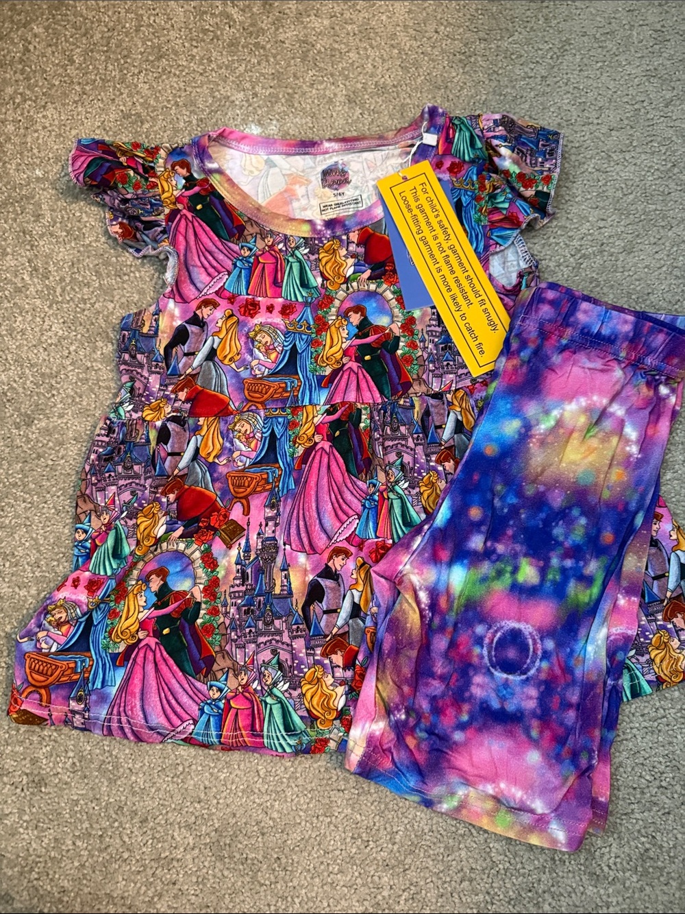 Girls' Bamboo Pink & Purple Princess Matching Set - Top and Shorts